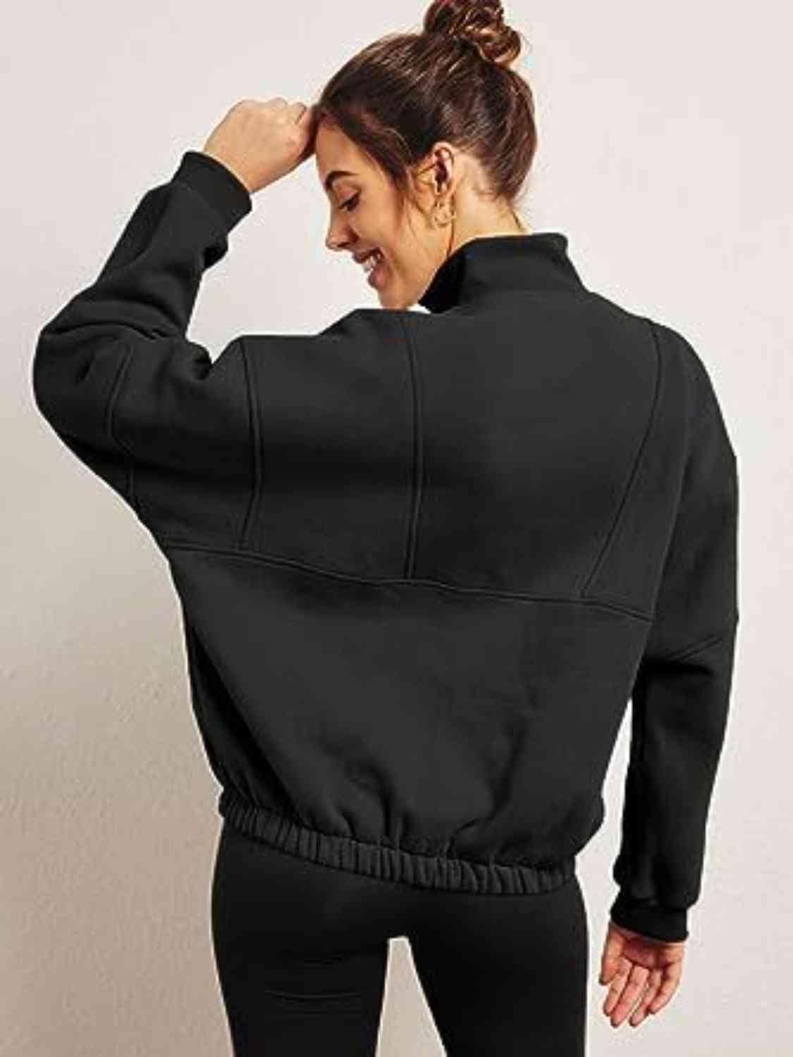 Trendsi Sweatshirt Half-Zip Long Sleeve Sweatshirt