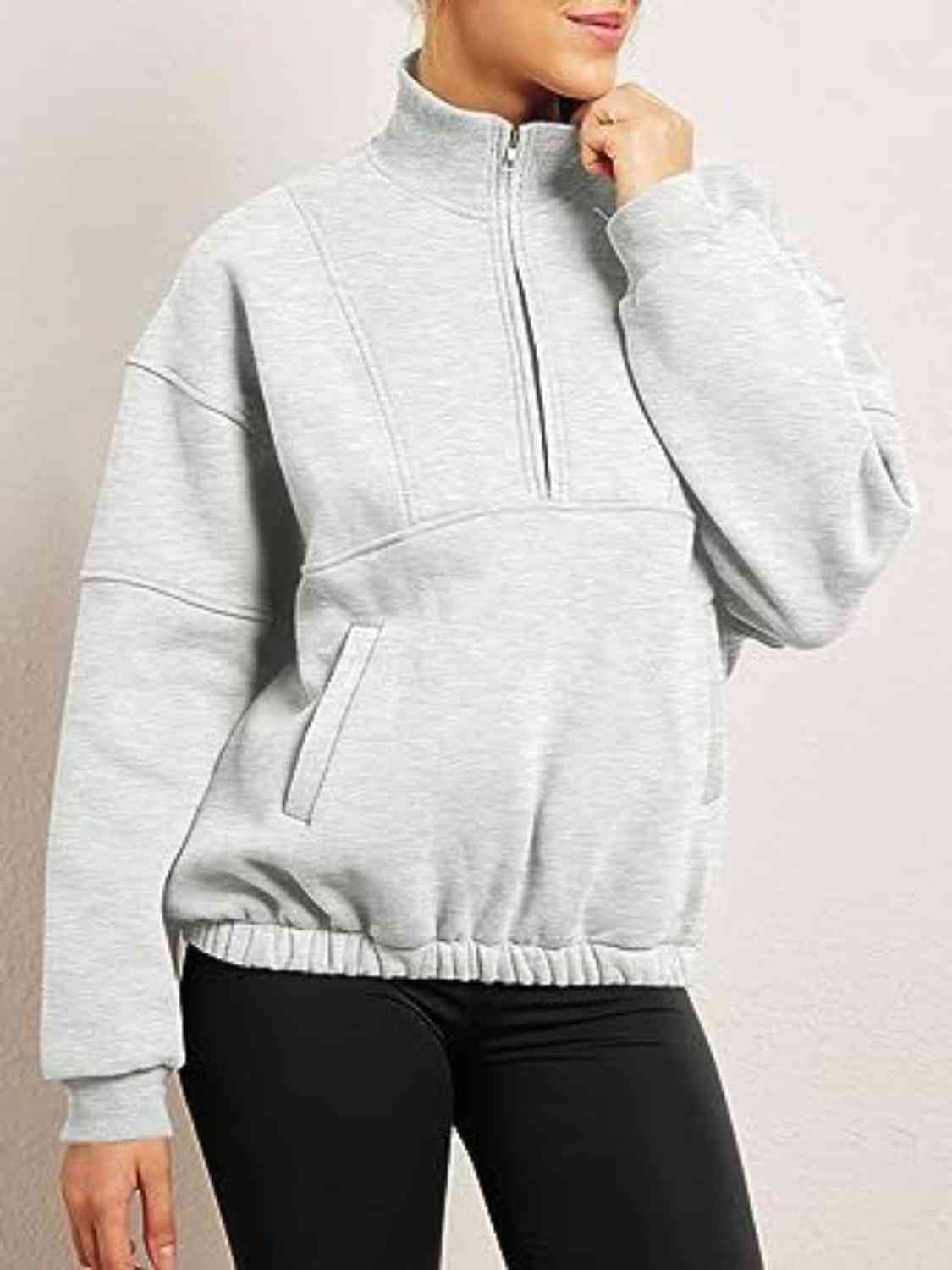 Trendsi Sweatshirt Half-Zip Long Sleeve Sweatshirt