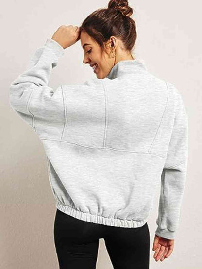 Trendsi Sweatshirt Half-Zip Long Sleeve Sweatshirt