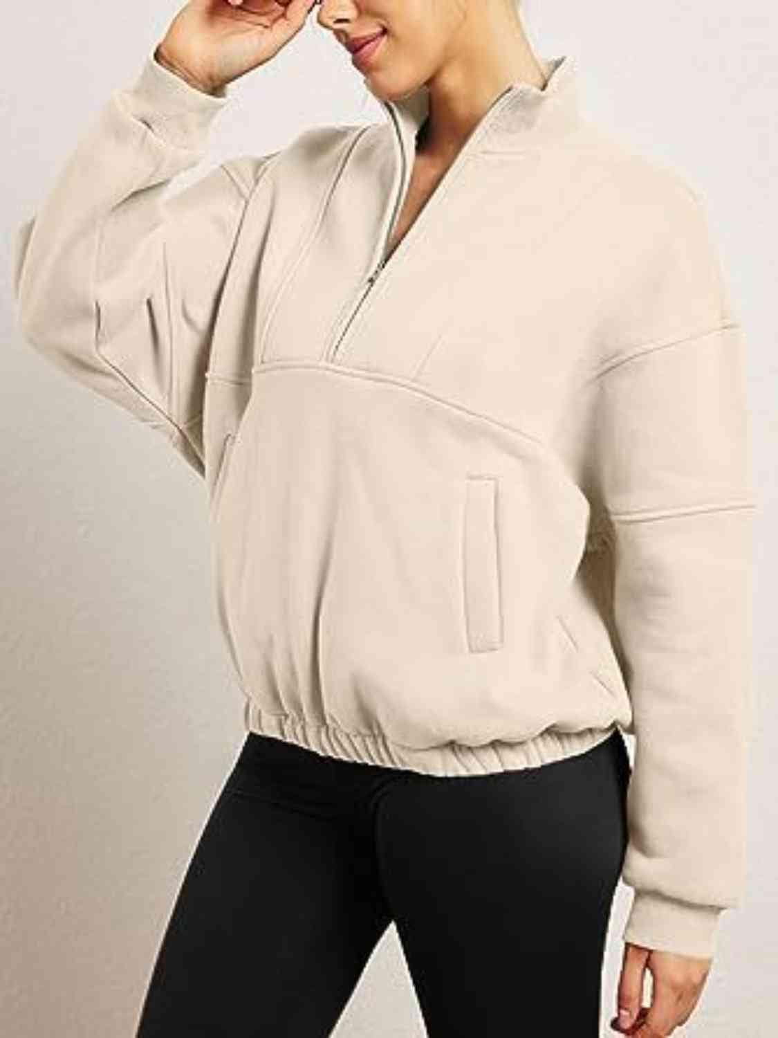 Trendsi Sweatshirt Half-Zip Long Sleeve Sweatshirt