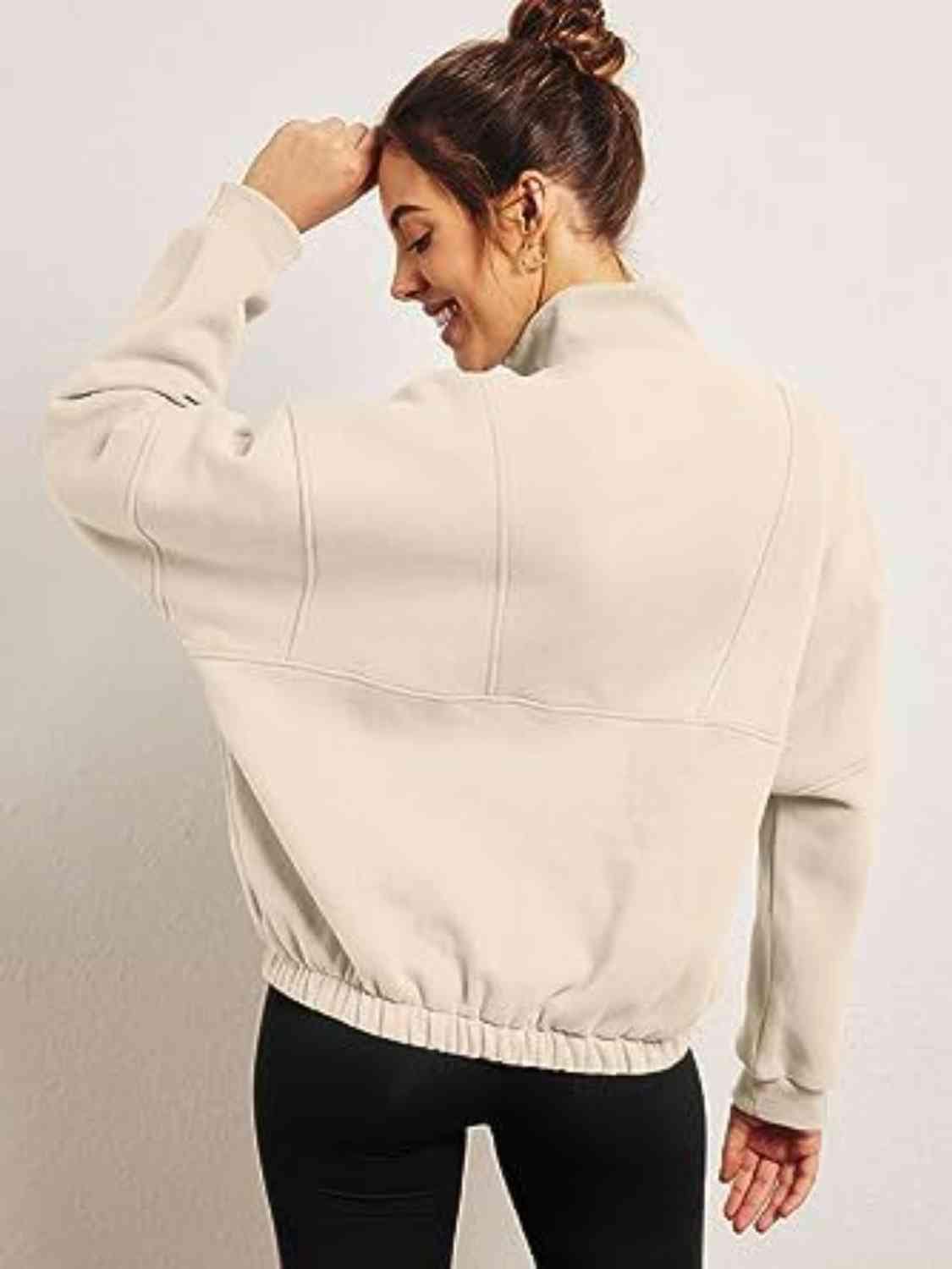 Trendsi Sweatshirt Half-Zip Long Sleeve Sweatshirt