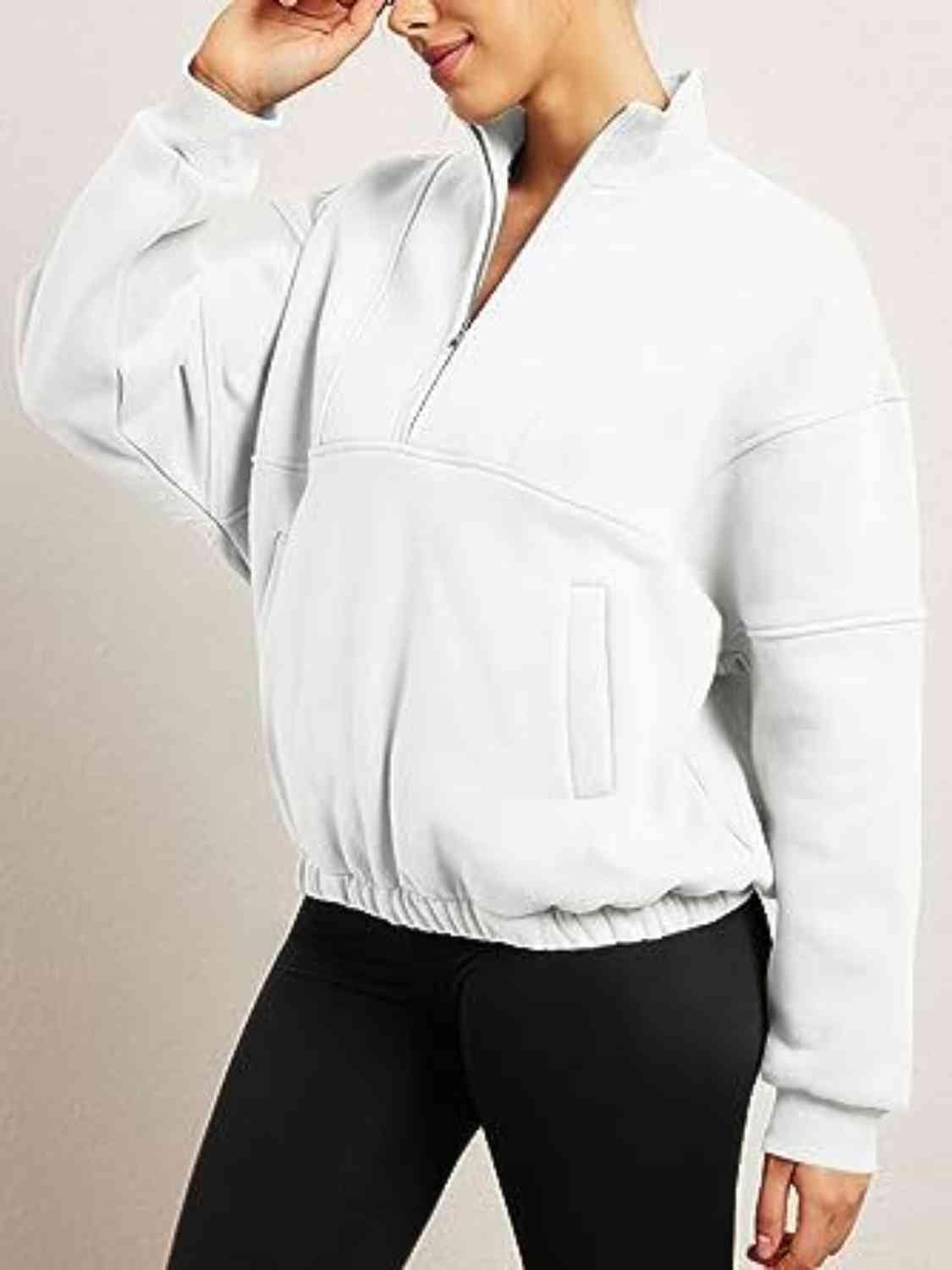 Trendsi Sweatshirt Half-Zip Long Sleeve Sweatshirt