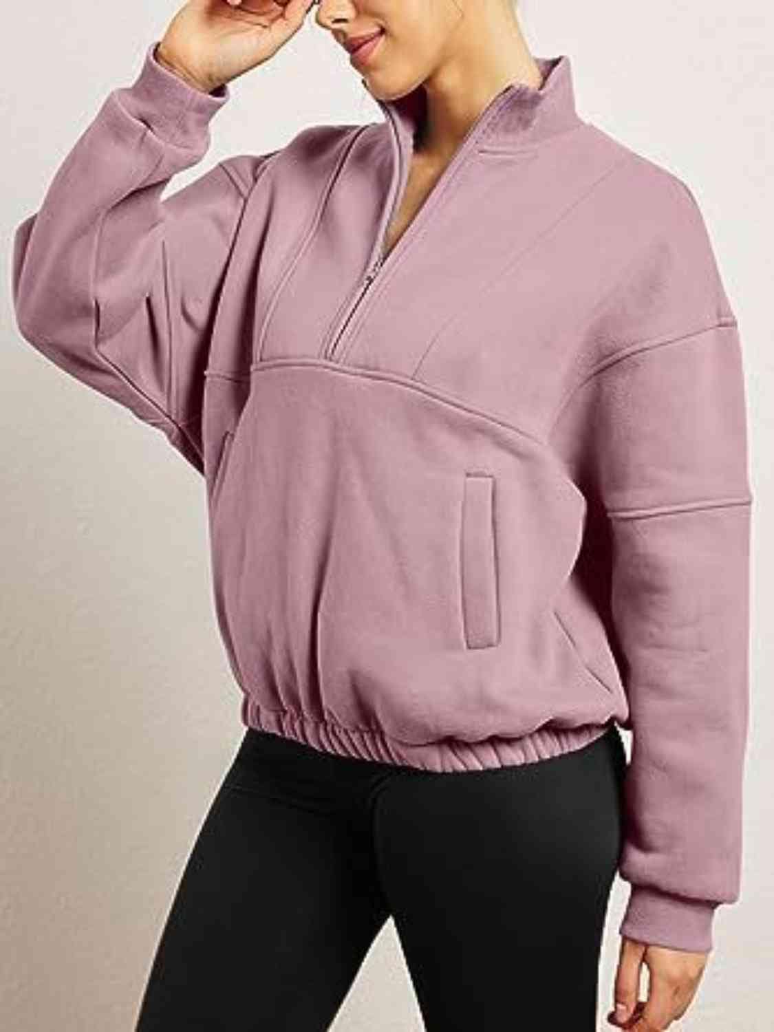 Trendsi Sweatshirt Half-Zip Long Sleeve Sweatshirt