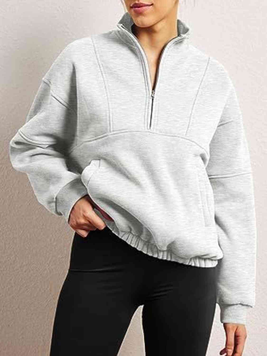 Half-Zip Long Sleeve Sweatshirt - ALLRJ