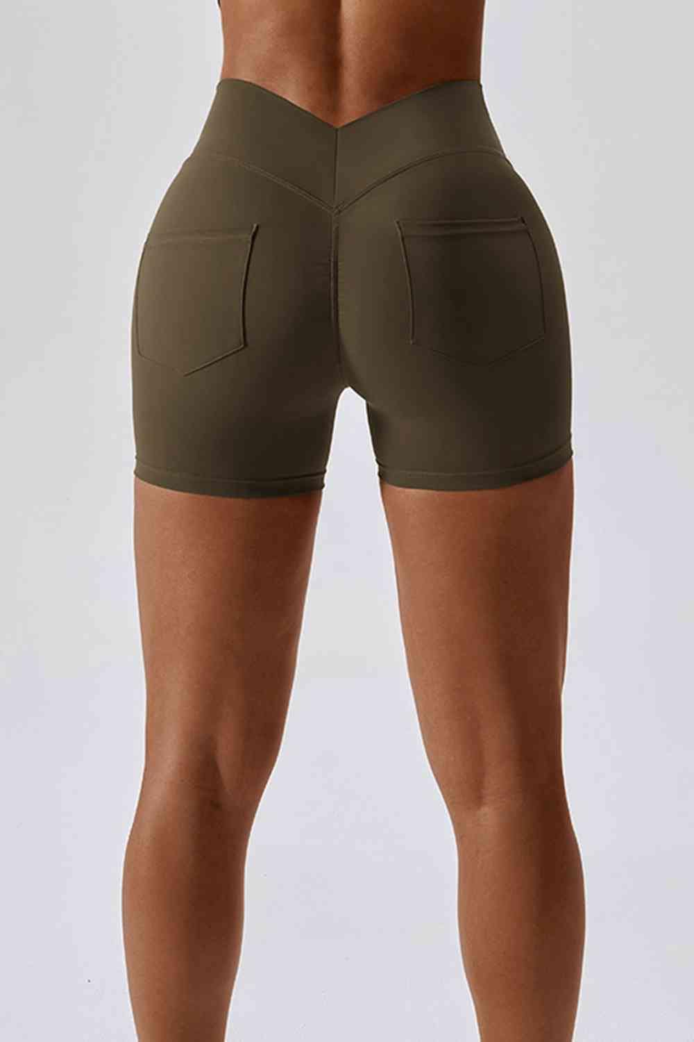 Wide Waistband Back Pocket Sports Shorts - ALLRJ