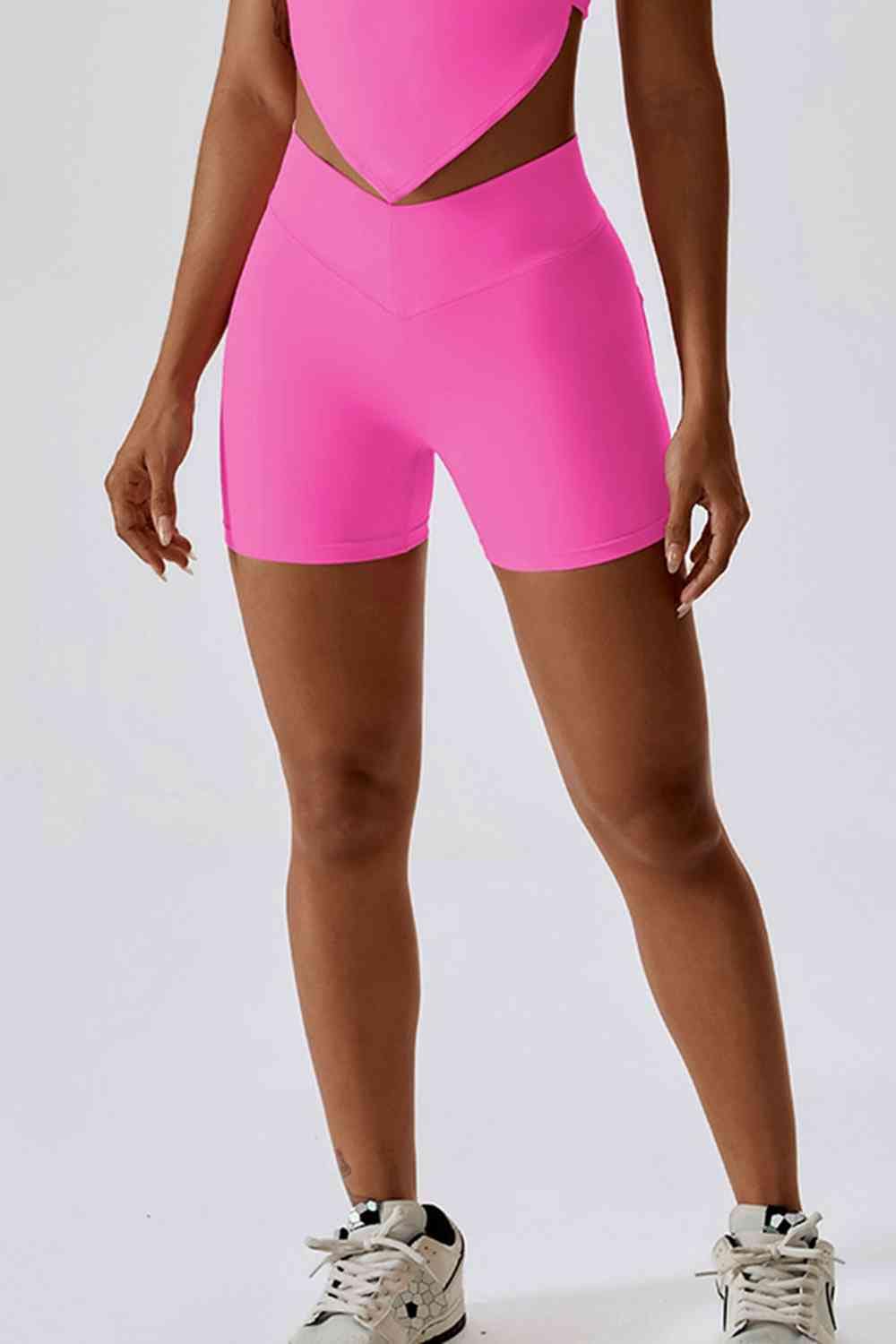 Wide Waistband Back Pocket Sports Shorts - ALLRJ