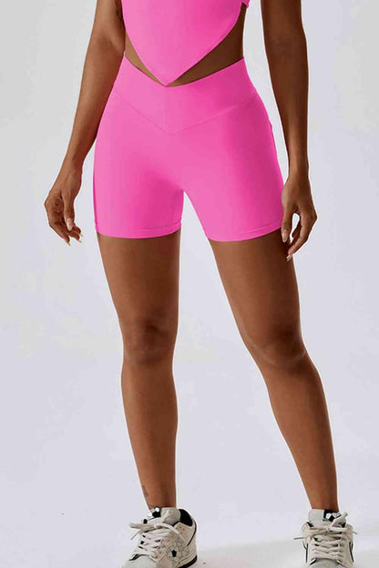 Wide Waistband Back Pocket Sports Shorts - ALLRJ