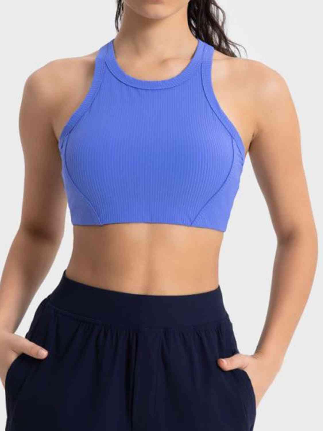 Trendsi Womens Cropped Sport Tank Cobalt Blue / 4 Wide Strap Cropped Sport Tank