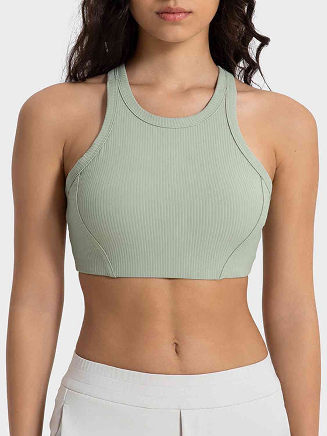 Trendsi Womens Cropped Sport Tank Sage / 4 Wide Strap Cropped Sport Tank