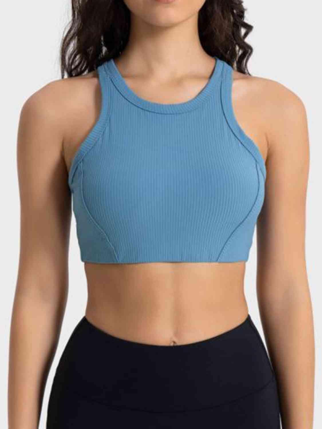 Trendsi Womens Cropped Sport Tank Sky Blue / 4 Wide Strap Cropped Sport Tank