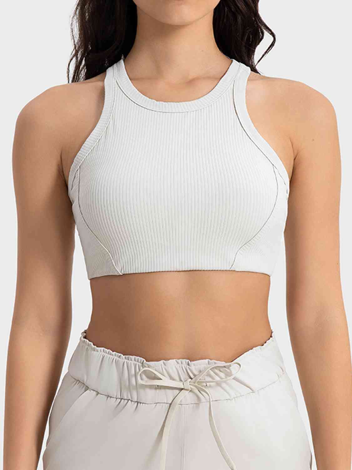 Trendsi Womens Cropped Sport Tank White / 4 Wide Strap Cropped Sport Tank