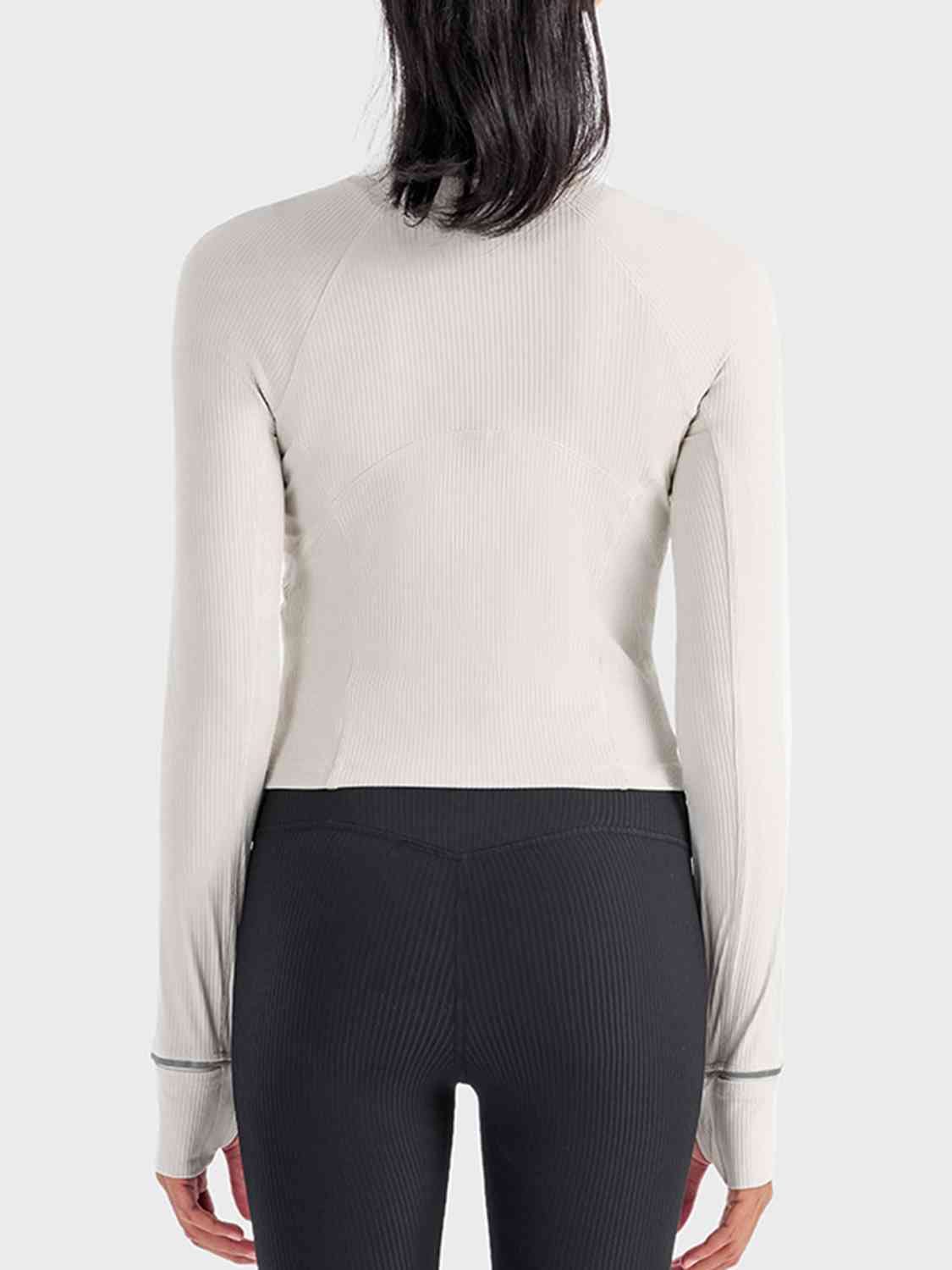 Mock Neck Half Zip Long Sleeve Sport Top - ALLRJ
