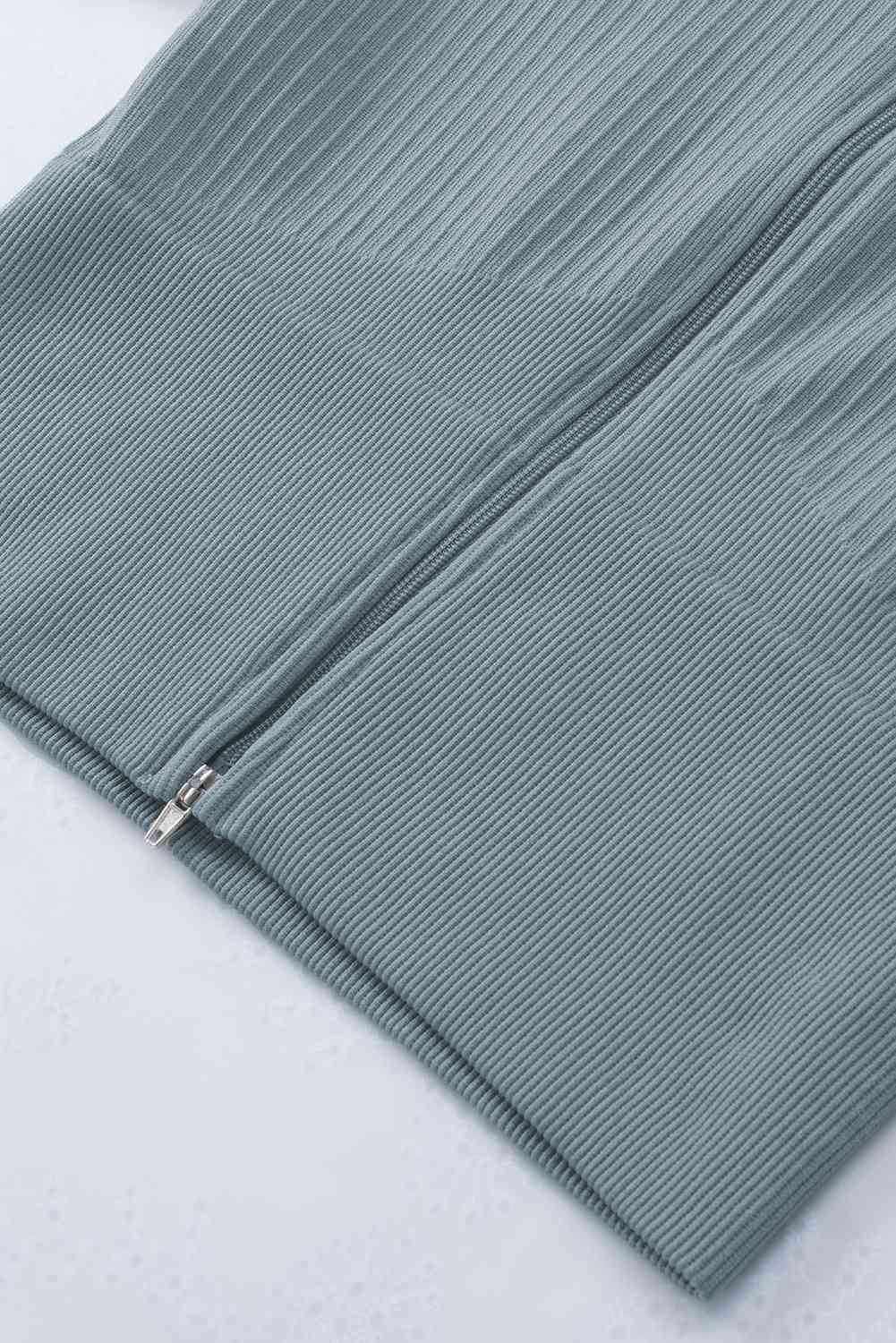 Zip Front Short Sleeve Sports Top - ALLRJ