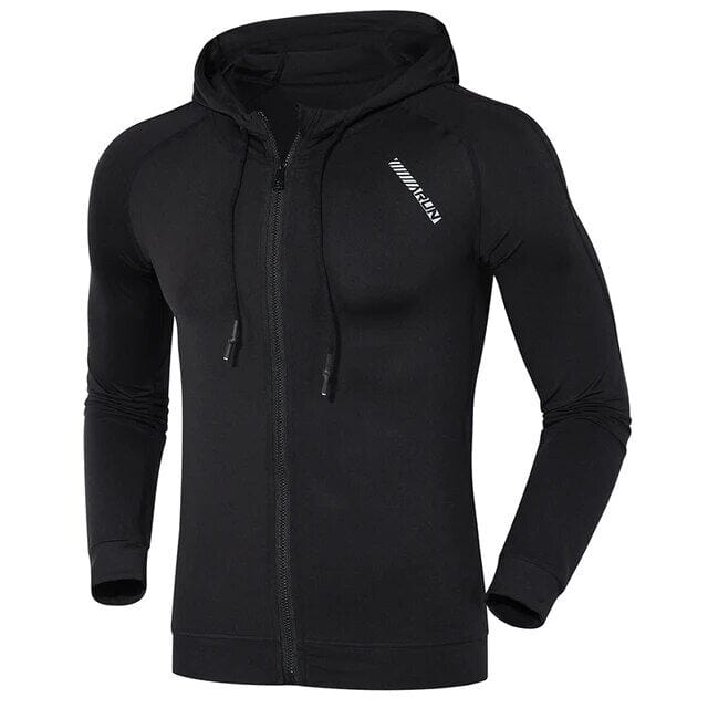 USAdrop black / L Sports Jackets Men Running Coat Fitness Hooded Long Sleeve