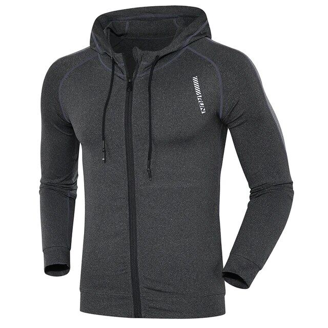 USAdrop grey / L Sports Jackets Men Running Coat Fitness Hooded Long Sleeve