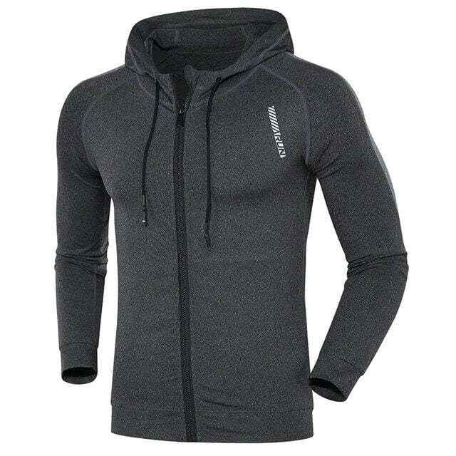USAdrop grey / S Sports Jackets Men Running Coat Fitness Hooded Long Sleeve