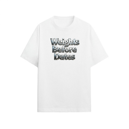 Weights Before Dates Gym T-Shirt 190GSM - Relaxed Fit Training Tee | ALLRJ - ALLRJ