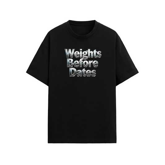 Weights Before Dates Gym T-Shirt 190GSM - Relaxed Fit Training Tee | ALLRJ - ALLRJ
