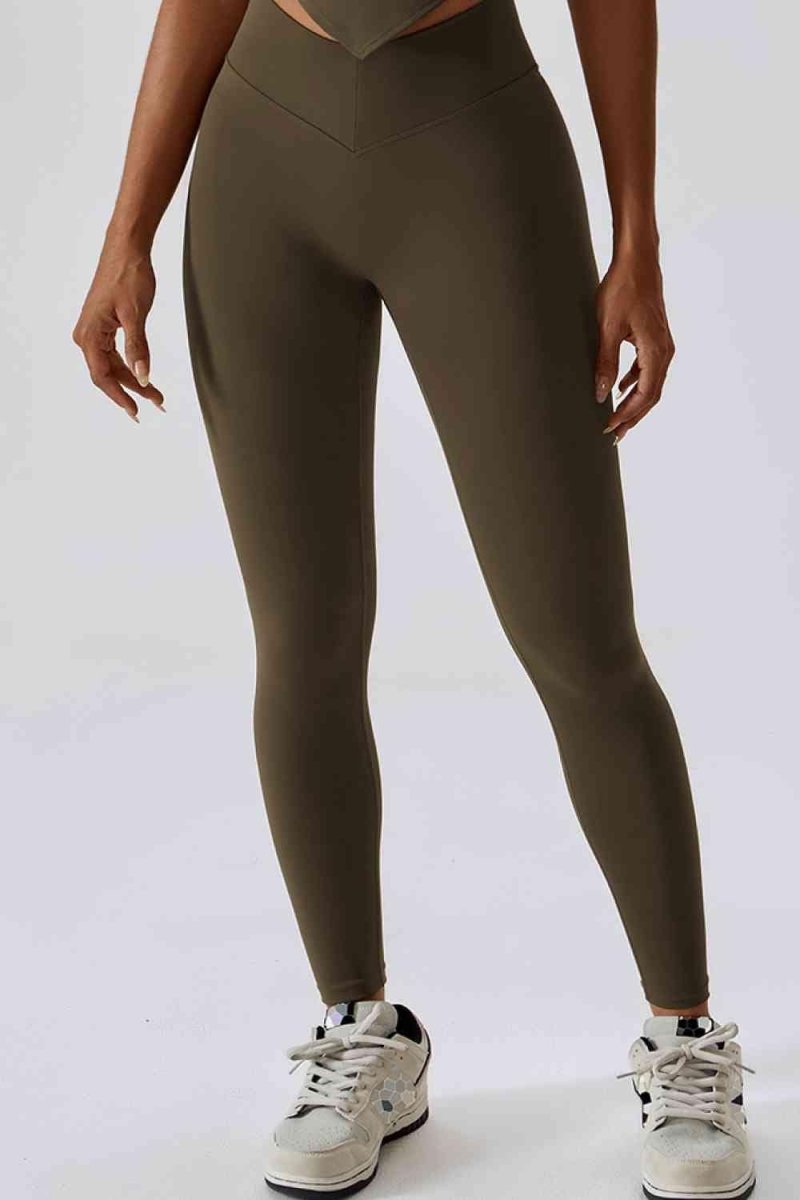 Wide Waistband Slim Fit Back Pocket Sports Leggings - ALLRJ