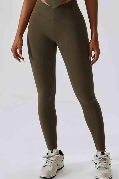 Wide Waistband Slim Fit Back Pocket Sports Leggings - ALLRJ