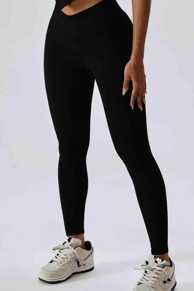 Wide Waistband Slim Fit Back Pocket Sports Leggings - ALLRJ