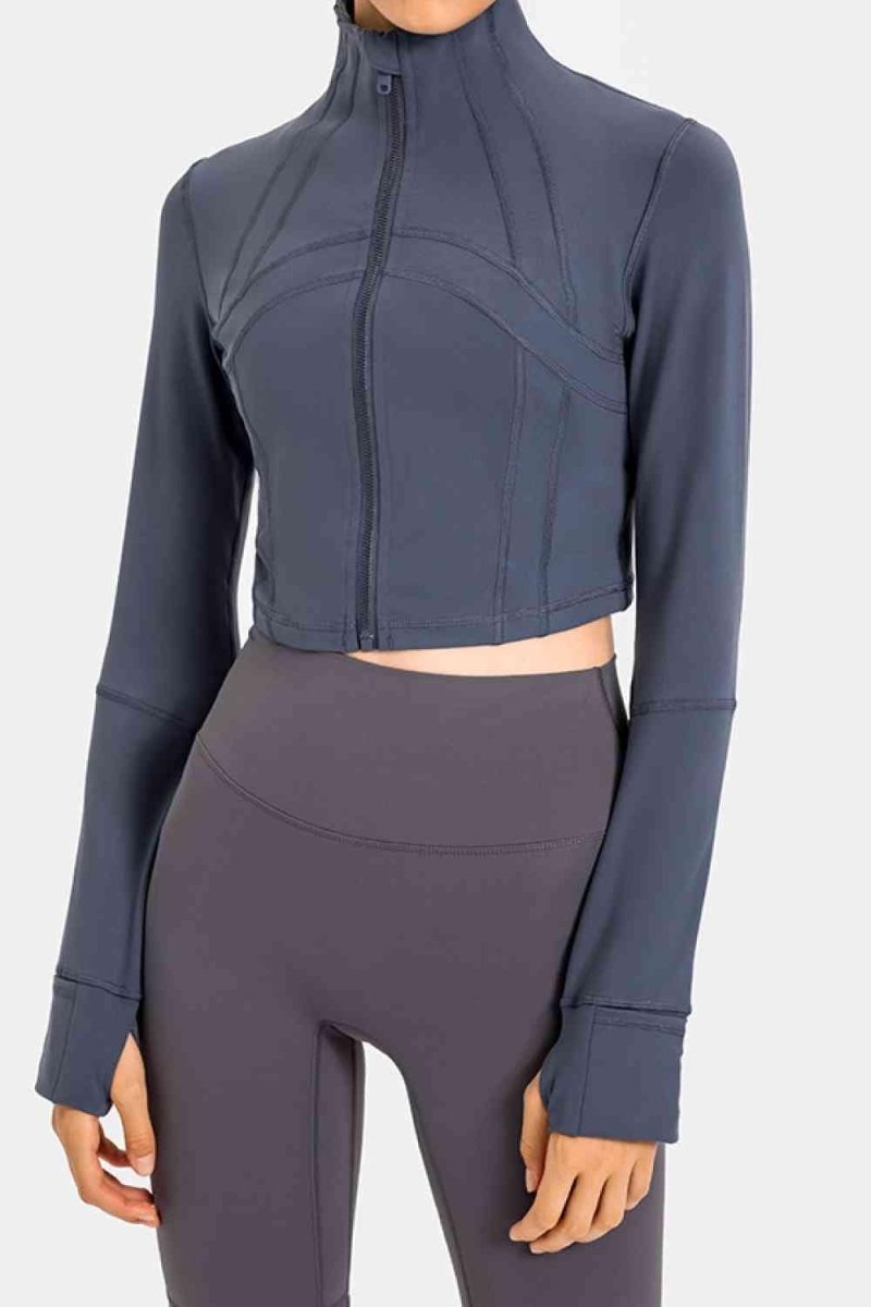 Zip Front Cropped Sports Jacket - ALLRJ
