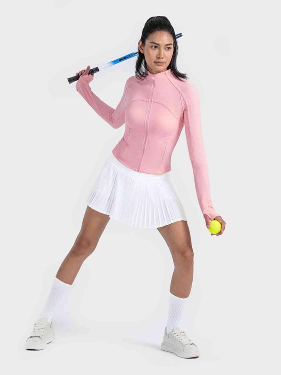 Zip - Up Long Sleeve Sports Jacket - ALLRJ