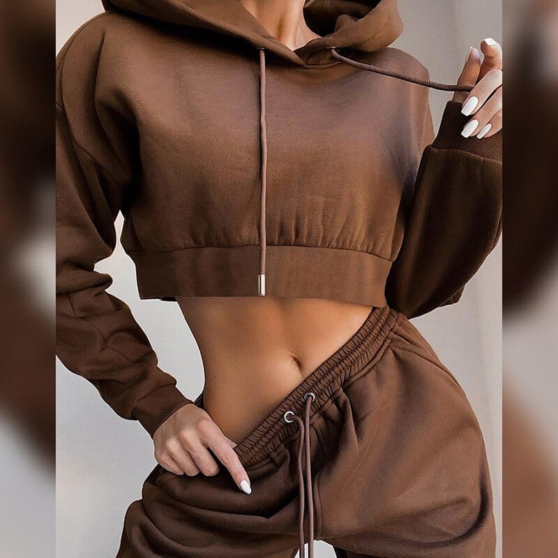 Women’s cropped tracksuit Brown