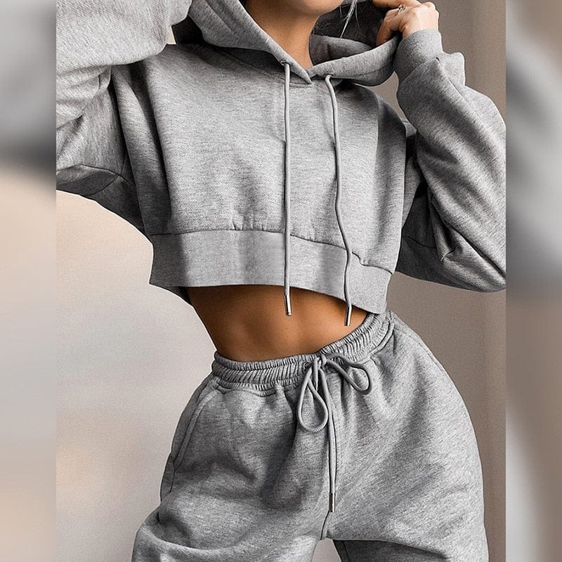 Women’s cropped tracksuit Grey