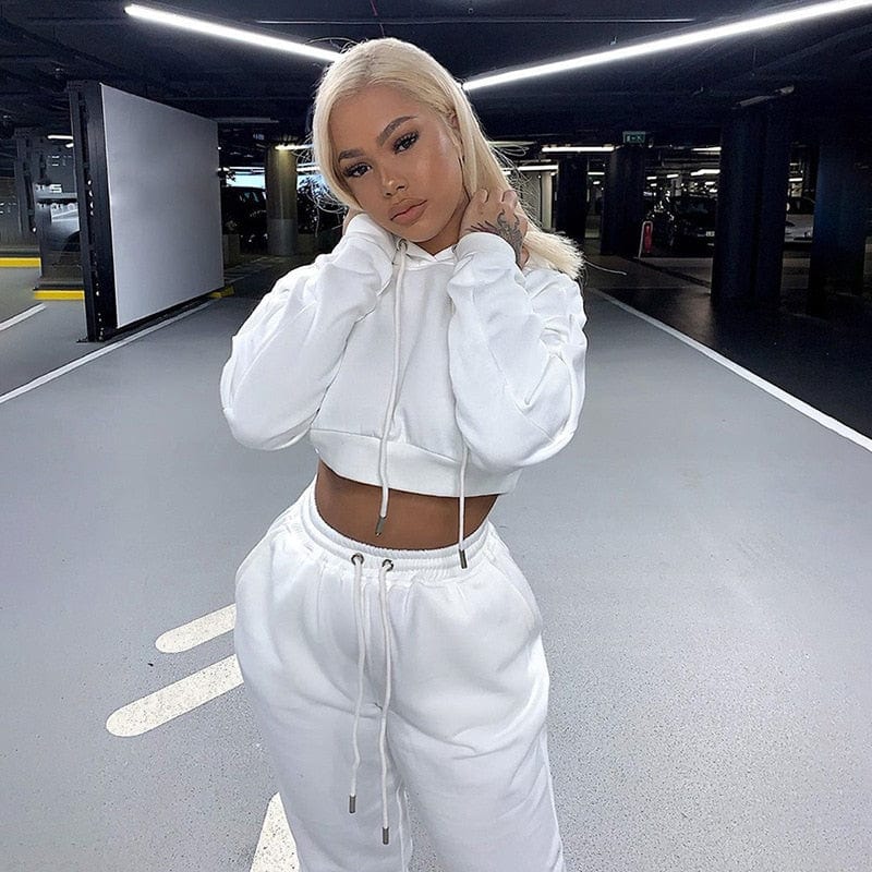 Women’s cropped tracksuit White