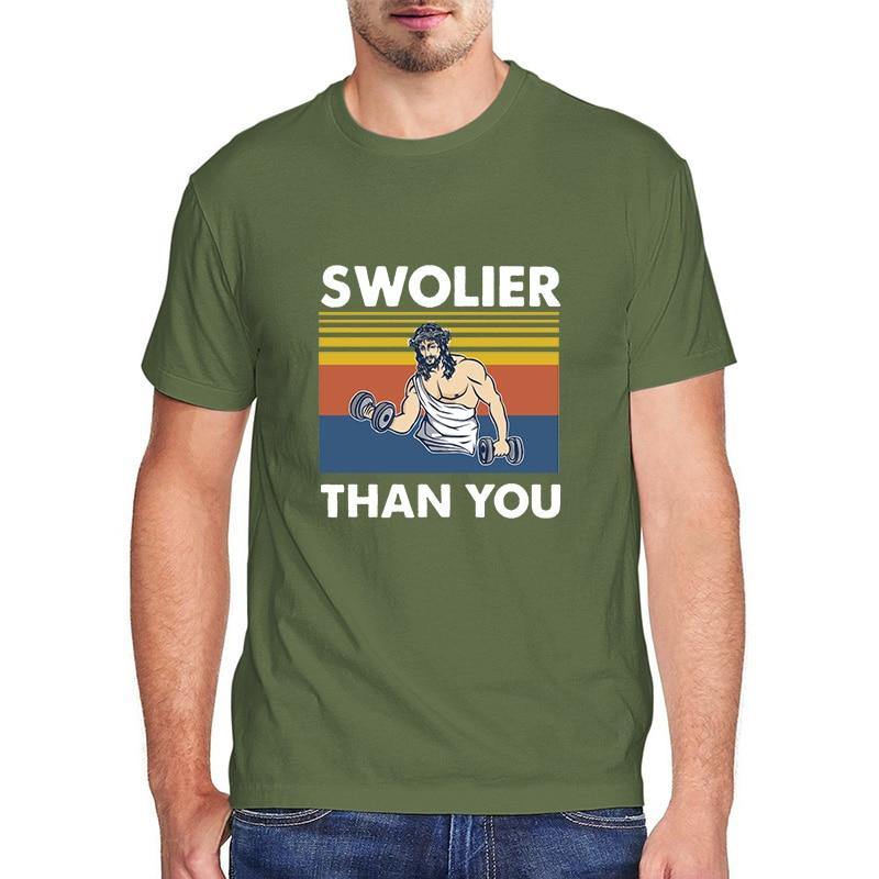Swolier than you 80’s old school style tshirt Army Green China|No