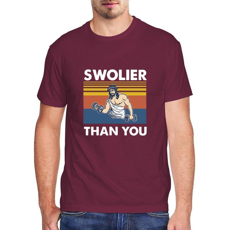 Swolier than you 80’s old school style tshirt Burgundy China|No