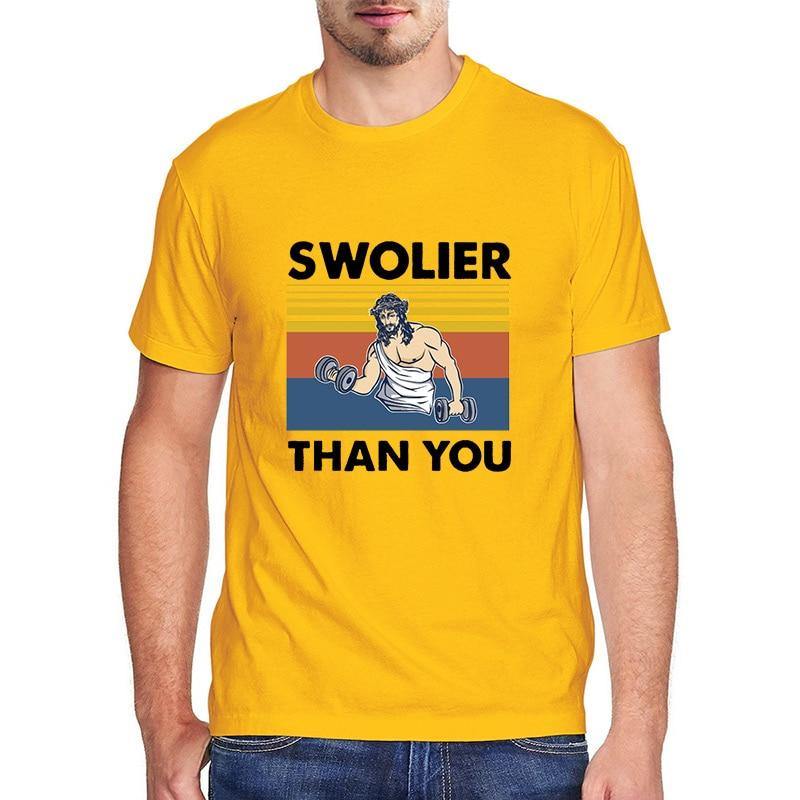 Swolier than you 80’s old school style tshirt Gold China|No