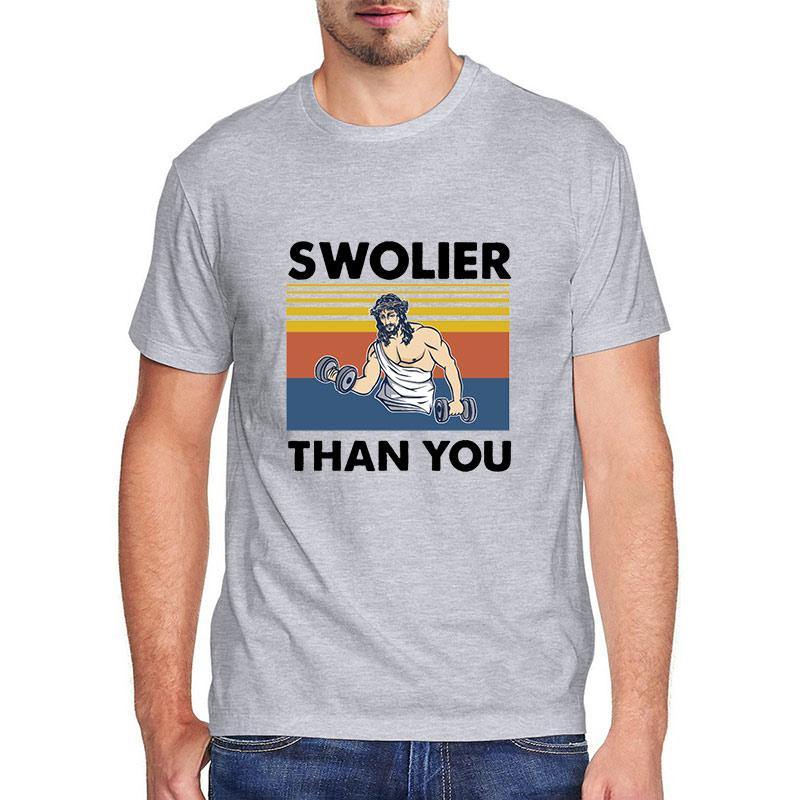 Swolier than you 80’s old school style tshirt Gray China|No