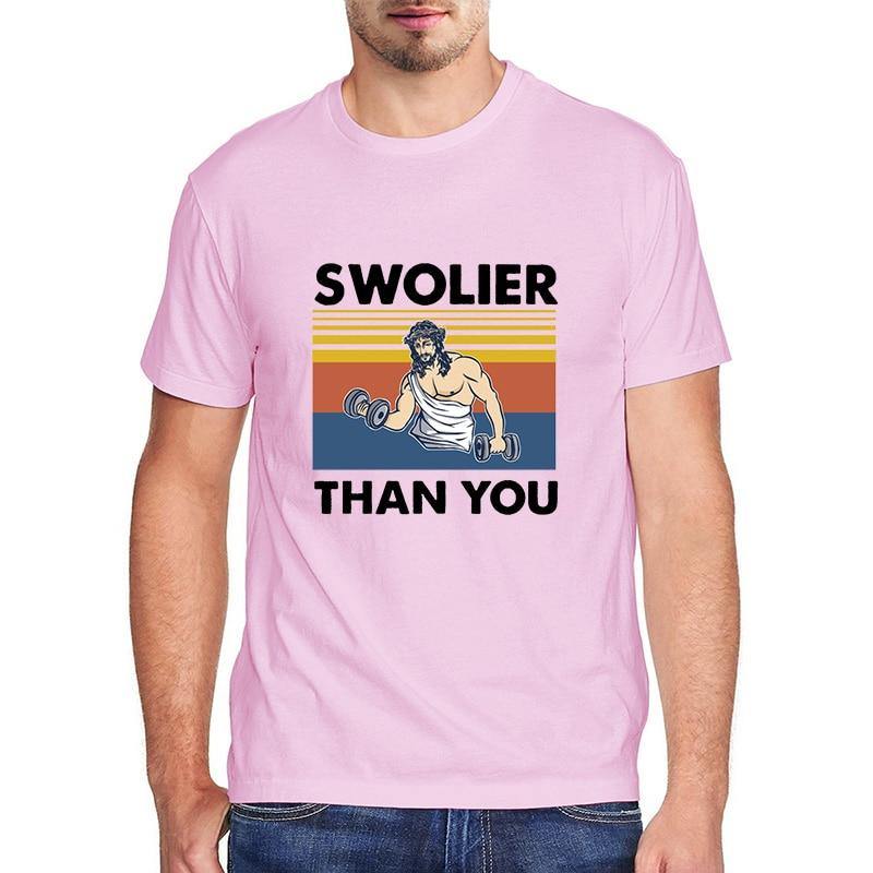 Swolier than you 80’s old school style tshirt Pink China|No