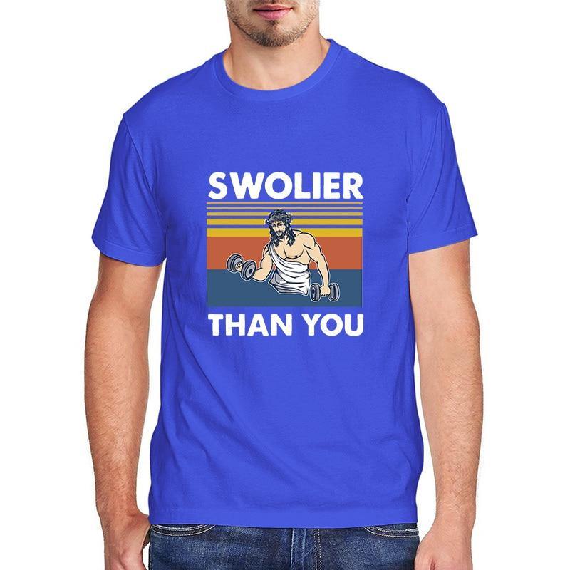 Swolier than you 80’s old school style tshirt Royal Blue China|No