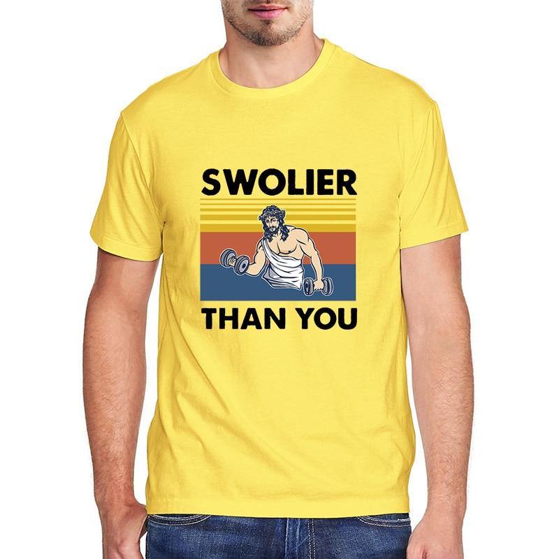 Swolier than you 80’s old school style tshirt YELLOW China|No