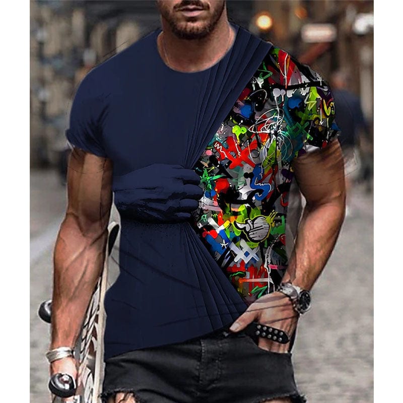 Men's 3D Printed Oversized Short Sleeve T-Shirt 2style