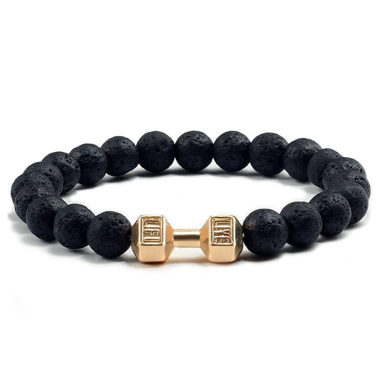 Live to lift beaded bracelet Lava Stone-gold China