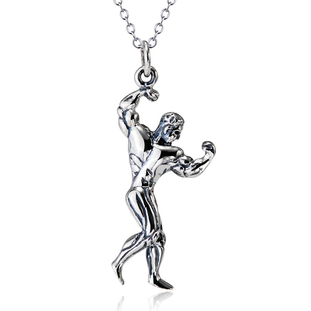 Muscle Man Classic 925 Sterling Silver Necklace Silver