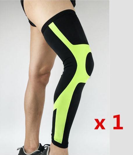 Professional Long Compression Knee Sleeve for the best knee protection 1 piece Black Green