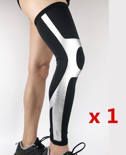 Professional Long Compression Knee Sleeve for the best knee protection 1 piece Black Silver