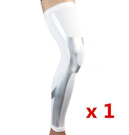Professional Long Compression Knee Sleeve for the best knee protection 1 piece White Silver