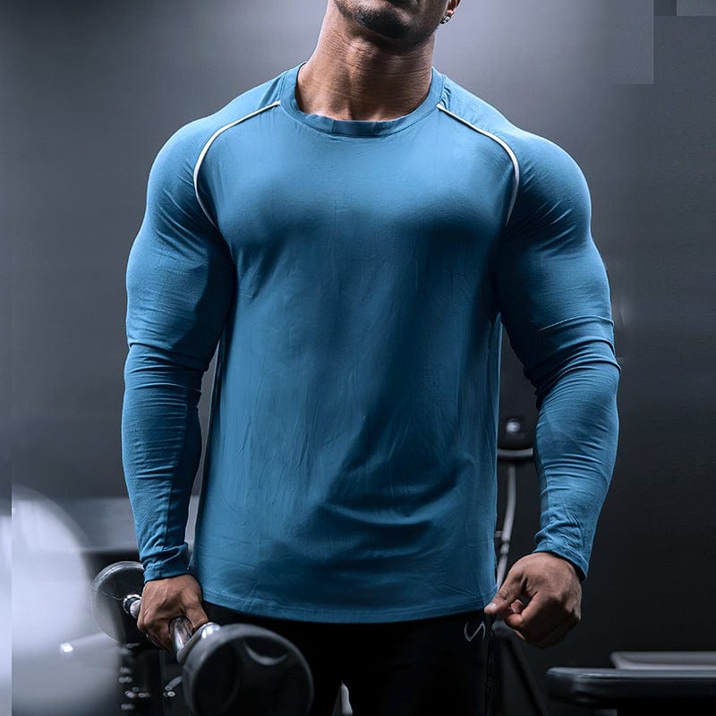 Muscle Dad Long Sleeve Blue
