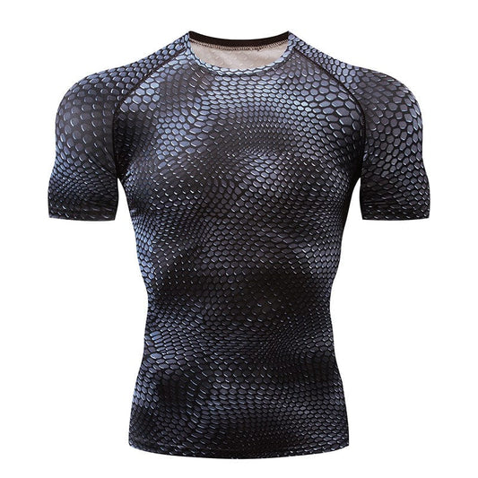Allrj Men’s compression sports shirt Snake scale