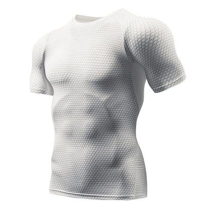 Allrj Men’s compression sports shirt White