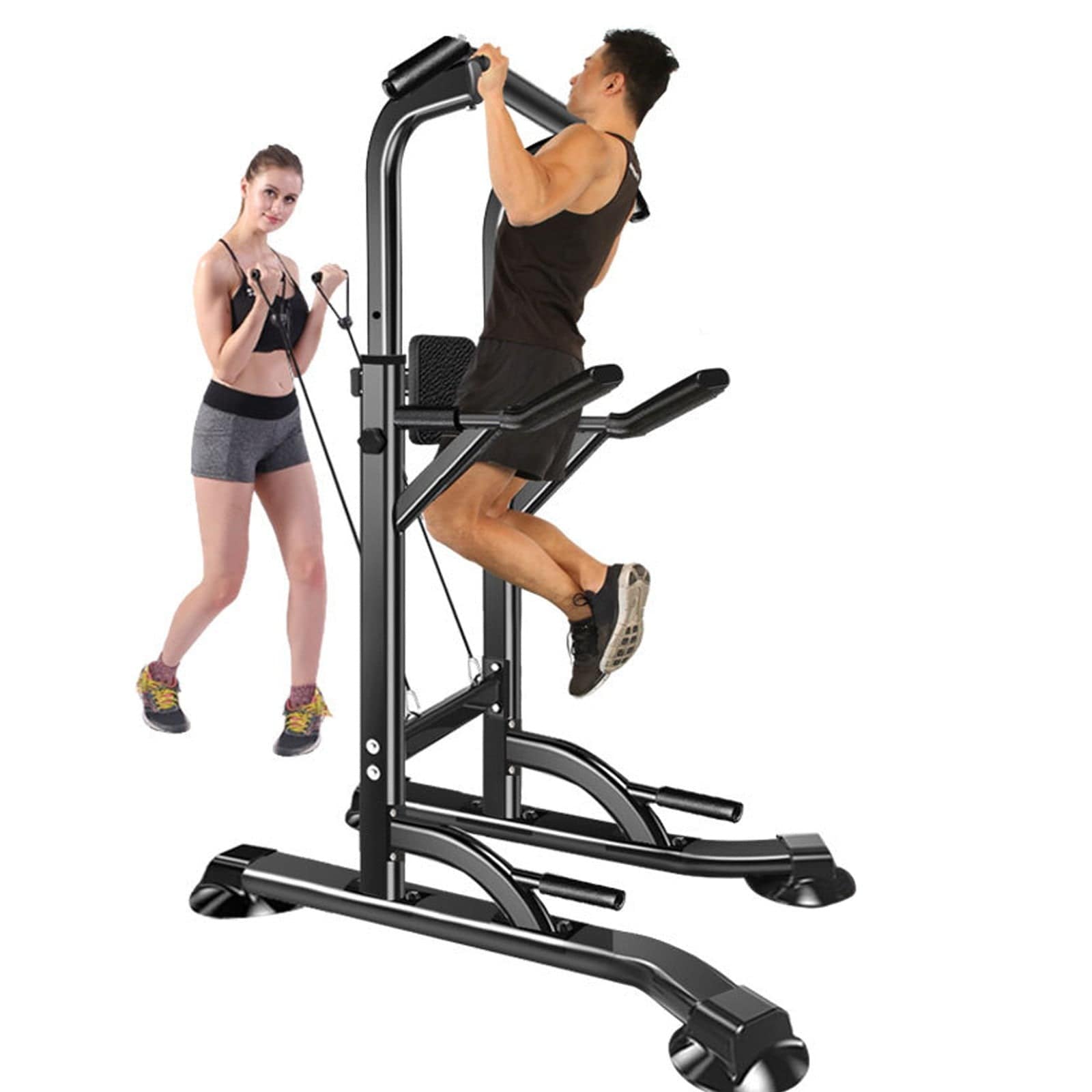 Power Tower with dip station and chin up bar Black 581