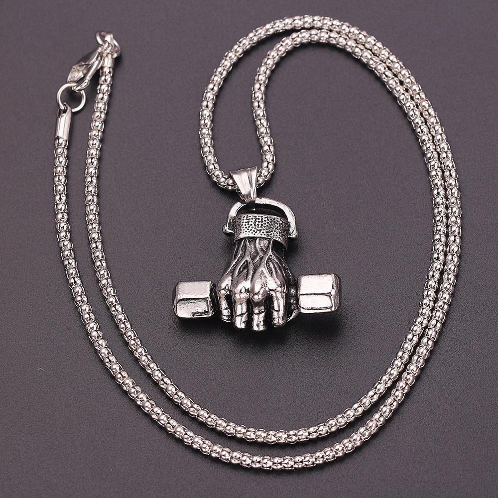 Hand of Zeus Dumbbell necklace