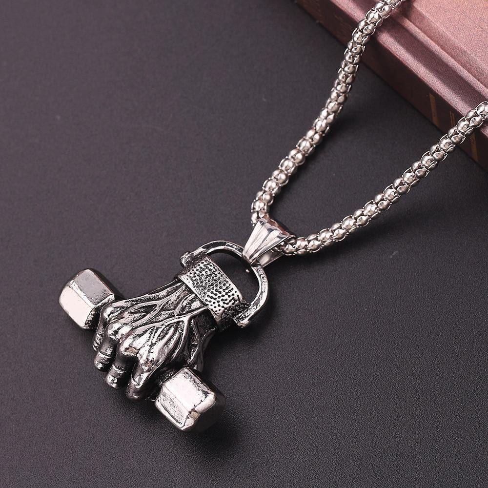 Hand of Zeus Dumbbell necklace