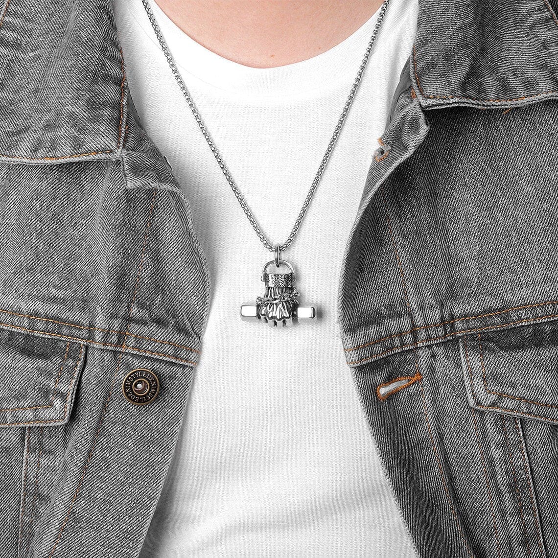 Hand of Zeus Dumbbell necklace